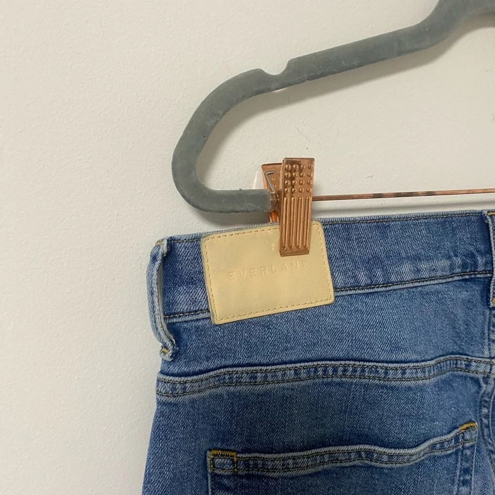 Everlane Wide Leg Denim Jeans in Medium Blue The Way High Barrel Size 32R Womens